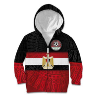 Custom Egypt National Football Kid Hoodie Egyptian Geometric and Flag - Wonder Print Shop