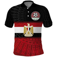 Custom Egypt National Football Polo Shirt Egyptian Geometric and Flag - Wonder Print Shop