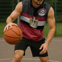 Custom Egypt National Football Sleeveless Hoodie Egyptian Geometric and Flag - Wonder Print Shop