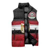Custom Egypt National Football Sleeveless Puffer Jacket Egyptian Geometric and Flag - Wonder Print Shop