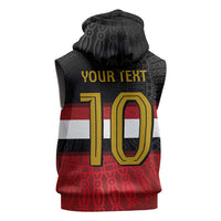 Custom Egypt National Football Sleeveless Zip Hoodie Egyptian Geometric and Flag - Wonder Print Shop