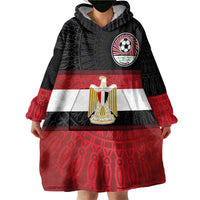 Custom Egypt National Football Wearable Blanket Hoodie Egyptian Geometric and Flag - Wonder Print Shop