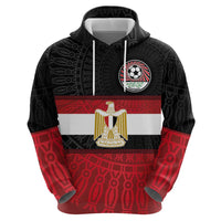 Custom Egypt National Football Zip Hoodie Egyptian Geometric and Flag - Wonder Print Shop