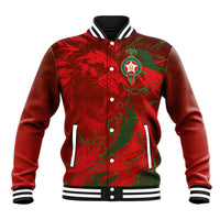 Custom Morocco National Football Baseball Jacket Atlas Lions Sporty Abstract Pattern - Wonder Print Shop