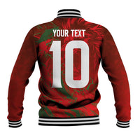 Custom Morocco National Football Baseball Jacket Atlas Lions Sporty Abstract Pattern - Wonder Print Shop