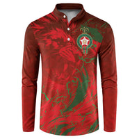 Custom Morocco National Football Button Sweatshirt Atlas Lions Sporty Abstract Pattern - Wonder Print Shop