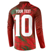 Custom Morocco National Football Button Sweatshirt Atlas Lions Sporty Abstract Pattern - Wonder Print Shop