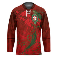 Custom Morocco National Football Hockey Jersey Atlas Lions Sporty Abstract Pattern - Wonder Print Shop