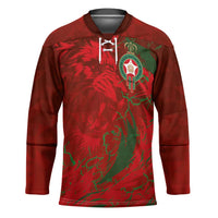 Custom Morocco National Football Hockey Jersey Atlas Lions Sporty Abstract Pattern - Wonder Print Shop