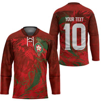 Custom Morocco National Football Hockey Jersey Atlas Lions Sporty Abstract Pattern - Wonder Print Shop