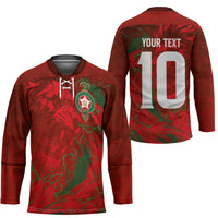 Custom Morocco National Football Hockey Jersey Atlas Lions Sporty Abstract Pattern - Wonder Print Shop