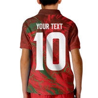 Custom Morocco National Football Kid Polo Shirt Atlas Lions Sporty Abstract Pattern - Wonder Print Shop