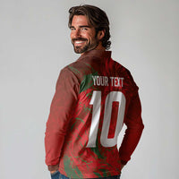 Custom Morocco National Football Long Sleeve Polo Shirt Atlas Lions Sporty Abstract Pattern - Wonder Print Shop