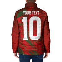 Custom Morocco National Football Padded Jacket Atlas Lions Sporty Abstract Pattern - Wonder Print Shop