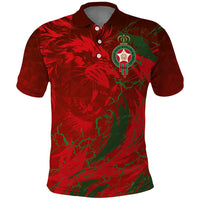 Custom Morocco National Football Polo Shirt Atlas Lions Sporty Abstract Pattern - Wonder Print Shop