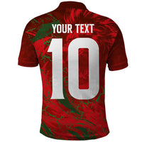 Custom Morocco National Football Polo Shirt Atlas Lions Sporty Abstract Pattern - Wonder Print Shop