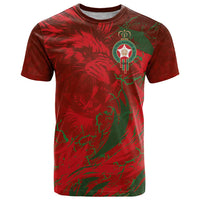 Custom Morocco National Football T Shirt Atlas Lions Sporty Abstract Pattern - Wonder Print Shop