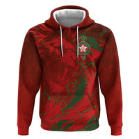 Custom Morocco National Football Zip Hoodie Atlas Lions Sporty Abstract Pattern - Wonder Print Shop