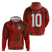 Custom Morocco National Football Zip Hoodie Atlas Lions Sporty Abstract Pattern - Wonder Print Shop