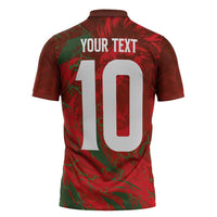 Custom Morocco National Football Zipper Polo Shirt Atlas Lions Sporty Abstract Pattern - Wonder Print Shop