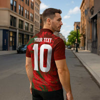 Custom Morocco National Football Zipper Polo Shirt Atlas Lions Sporty Abstract Pattern - Wonder Print Shop