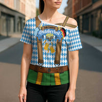 Oktoberfest Cross Shoulder Shirt Beer Festival Spirit Lederhosen Costume Style - Wonder Print Shop
