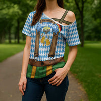 Oktoberfest Cross Shoulder Shirt Beer Festival Spirit Lederhosen Costume Style - Wonder Print Shop