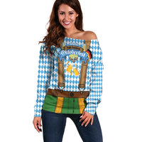 Oktoberfest Off Shoulder Sweater Beer Festival Spirit Lederhosen Costume Style - Wonder Print Shop