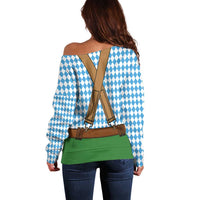 Oktoberfest Off Shoulder Sweater Beer Festival Spirit Lederhosen Costume Style - Wonder Print Shop