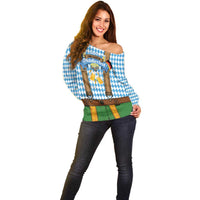 Oktoberfest Off Shoulder Sweater Beer Festival Spirit Lederhosen Costume Style - Wonder Print Shop