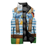 Oktoberfest Sleeveless Puffer Jacket Beer Festival Spirit Lederhosen Costume Style - Wonder Print Shop