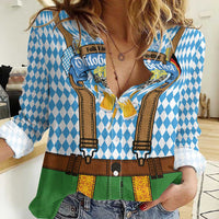 Oktoberfest Women Casual Shirt Beer Festival Spirit Lederhosen Costume Style - Wonder Print Shop