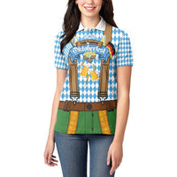 Oktoberfest Women Polo Shirt Beer Festival Spirit Lederhosen Costume Style - Wonder Print Shop