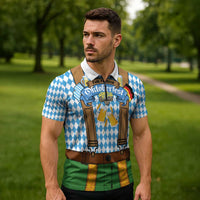 Oktoberfest Zipper Polo Shirt Beer Festival Spirit Lederhosen Costume Style - Wonder Print Shop