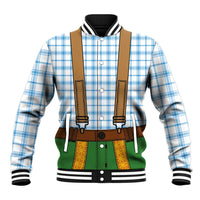 Bavarian Lederhosen Costume Style Baseball Jacket Blue Caro Pattern - Wonder Print Shop