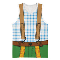 Bavarian Lederhosen Costume Style Basketball Jersey Blue Caro Pattern - Wonder Print Shop