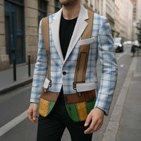 Bavarian Lederhosen Costume Style Blazer Blue Caro Pattern - Wonder Print Shop