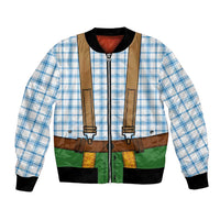 Bavarian Lederhosen Costume Style Bomber Jacket Blue Caro Pattern - Wonder Print Shop