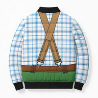 Bavarian Lederhosen Costume Style Bomber Puffer Jacket Blue Caro Pattern - Wonder Print Shop