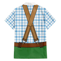 Bavarian Lederhosen Costume Style Hawaiian Shirt Blue Caro Pattern - Wonder Print Shop