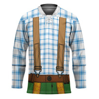 Bavarian Lederhosen Costume Style Hockey Jersey Blue Caro Pattern - Wonder Print Shop