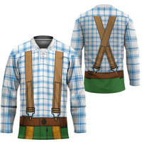 Bavarian Lederhosen Costume Style Hockey Jersey Blue Caro Pattern - Wonder Print Shop