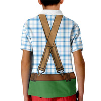 Bavarian Lederhosen Costume Style Kid Polo Shirt Blue Caro Pattern - Wonder Print Shop