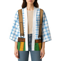Bavarian Lederhosen Costume Style Kimono Blue Caro Pattern - Wonder Print Shop