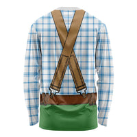 Bavarian Lederhosen Costume Style Long Sleeve Shirt Blue Caro Pattern - Wonder Print Shop