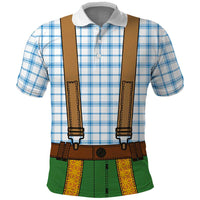 Bavarian Lederhosen Costume Style Polo Shirt Blue Caro Pattern - Wonder Print Shop