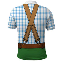 Bavarian Lederhosen Costume Style Polo Shirt Blue Caro Pattern - Wonder Print Shop