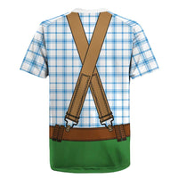 Bavarian Lederhosen Costume Style Rugby Jersey Blue Caro Pattern - Wonder Print Shop