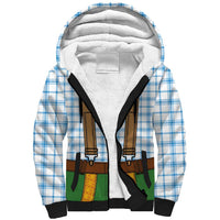 Bavarian Lederhosen Costume Style Sherpa Hoodie Blue Caro Pattern - Wonder Print Shop