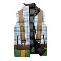 Bavarian Lederhosen Costume Style Sleeveless Puffer Jacket Blue Caro Pattern - Wonder Print Shop